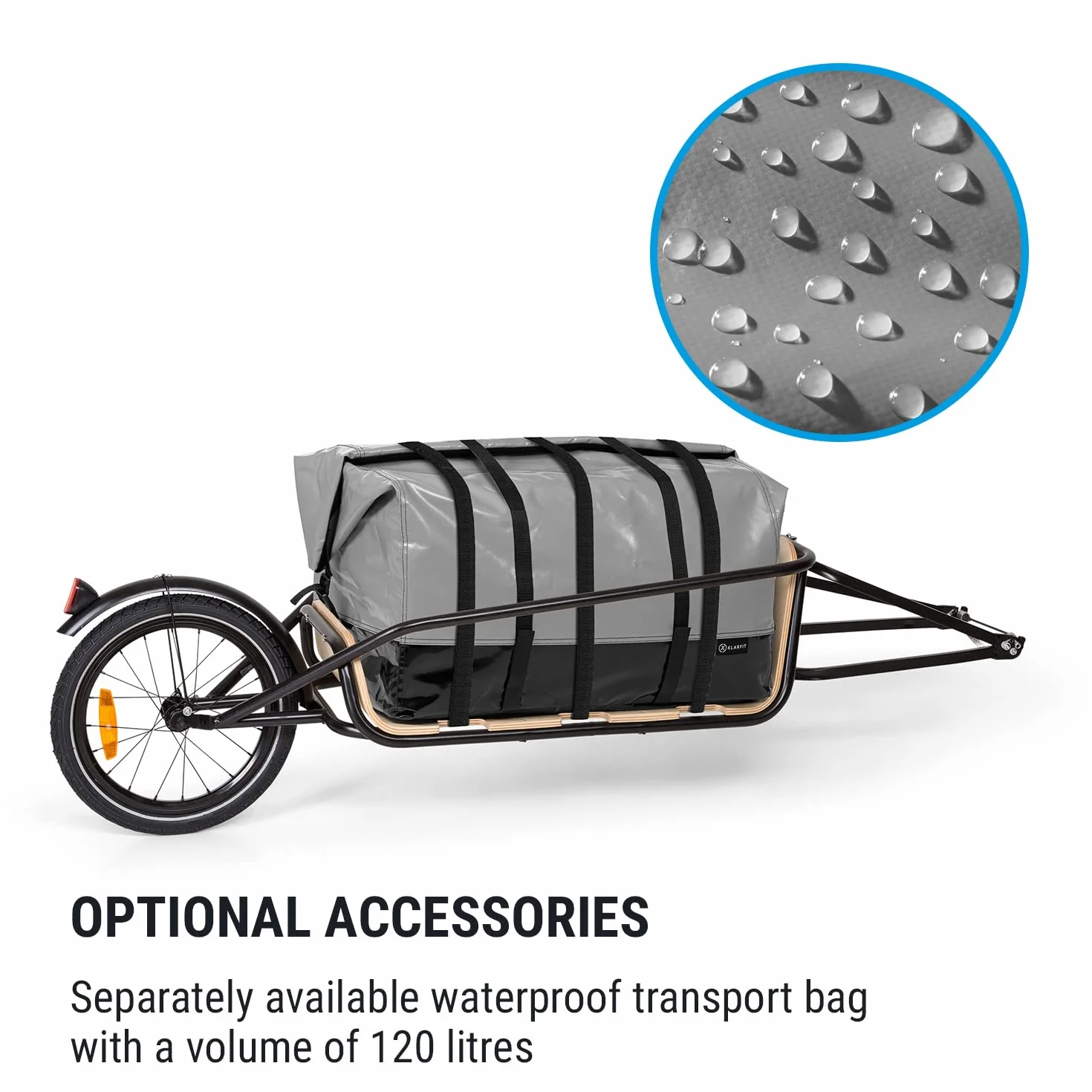 KLARFIT Companion Chaser - Rimorchio da Bici per Carichi fino a max. 30 kg, Cargo Bike con Ruote da 16", Carrello Bici per Bambini, Area Carico in Multiplex di Betulla, con o senza Telaio Superiore