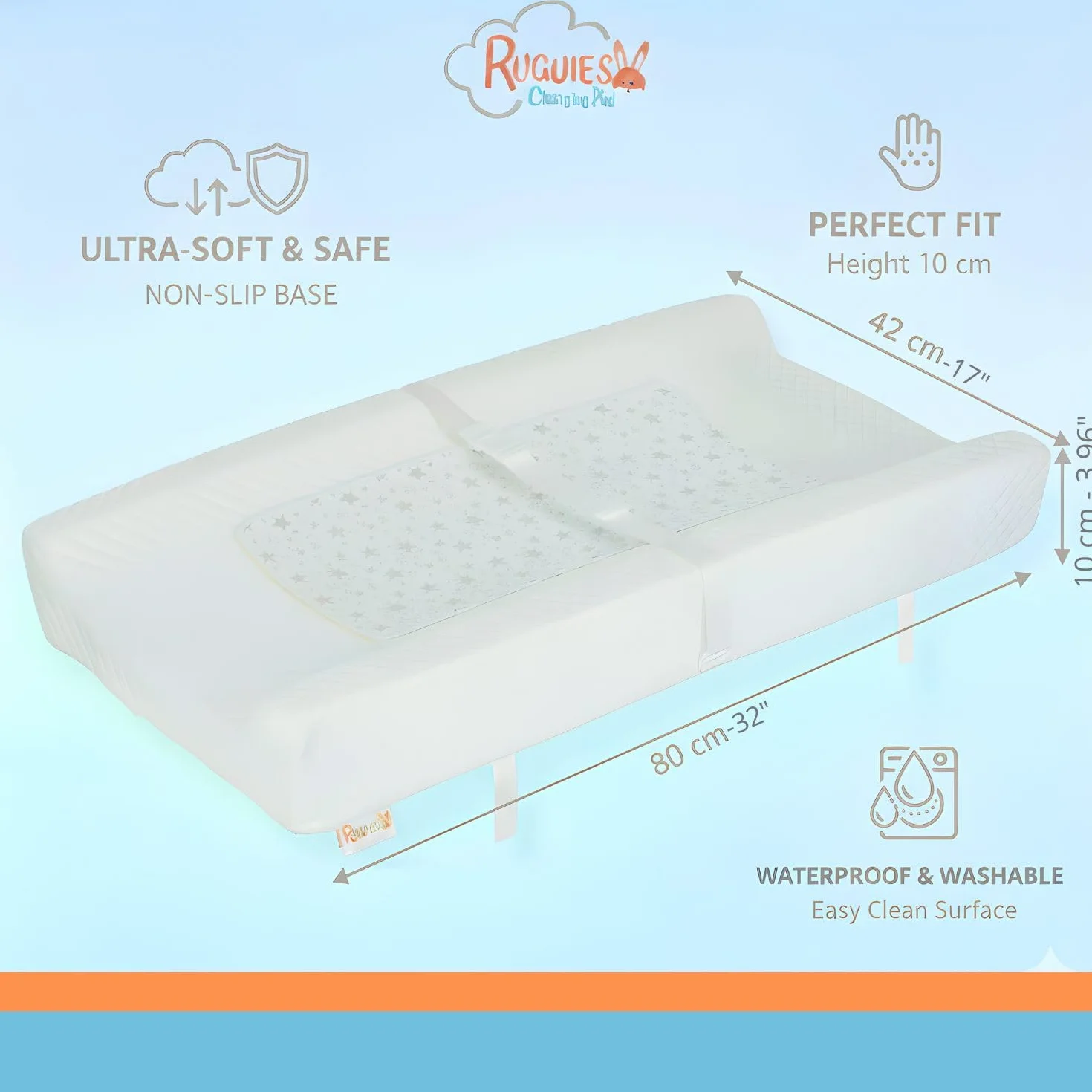 Fasciatoio Materassino per Neonati con Tre protezioni impermeabili Aggiuntivi-Ideale per i Mobili- Cinghia di Sicurezza e Base Antiscivolo per la Massimo Comfort- 80x 42cm- OEKO-TEX.