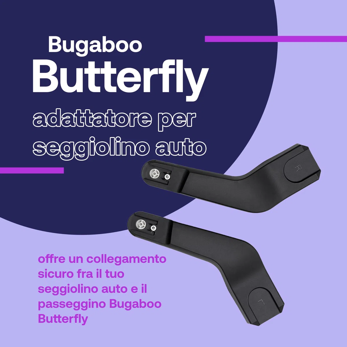 Bugaboo Butterfly Adattatore per Seggiolino Auto per Passeggino Butterfly, Sistema Click and Go Facile, Sicuro e Intuitivo
