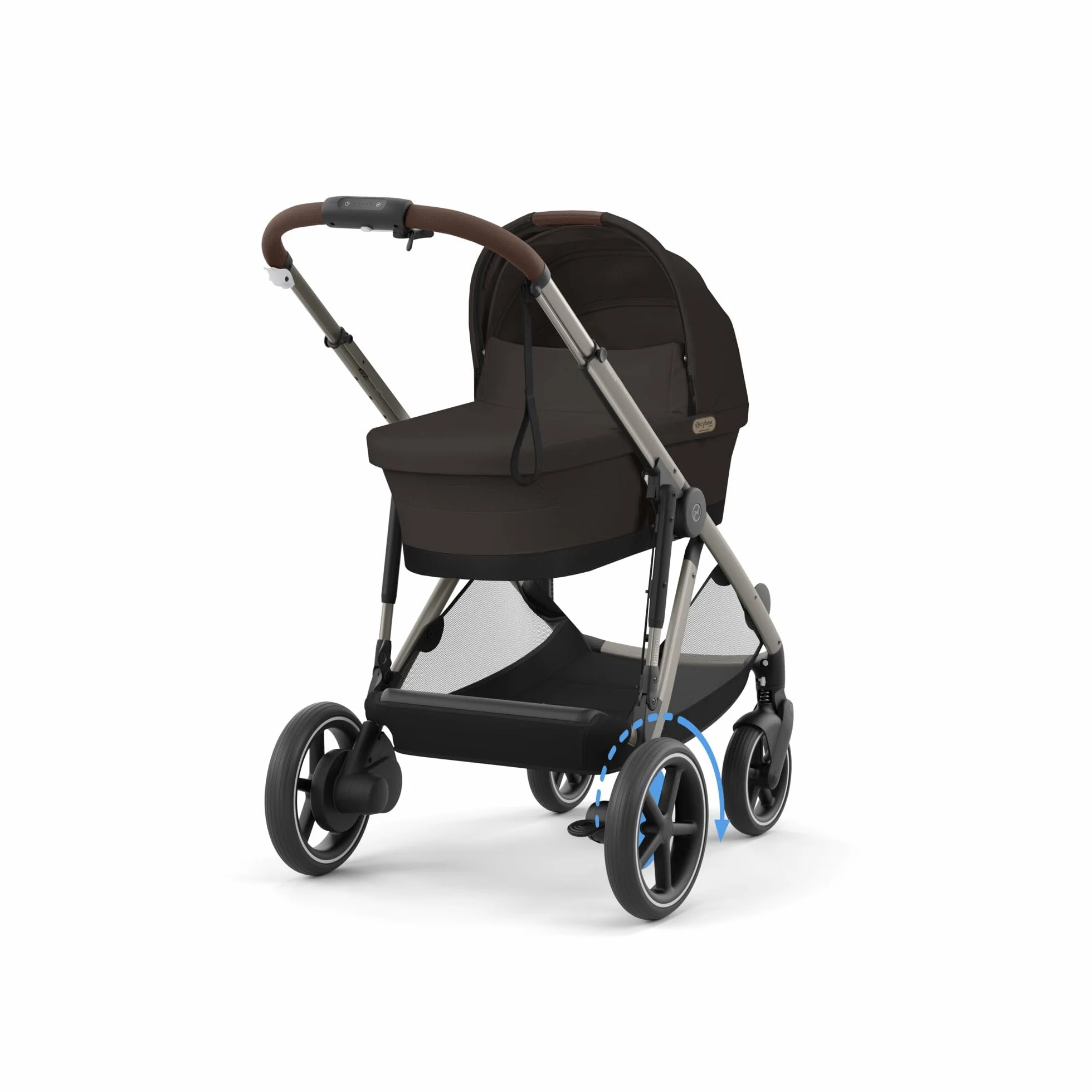 CYBEX Passeggino Gold e-GAZELLE S, max. 22 kg, sistema all-in-1 con azionamento elettrico, Chocolate Brown