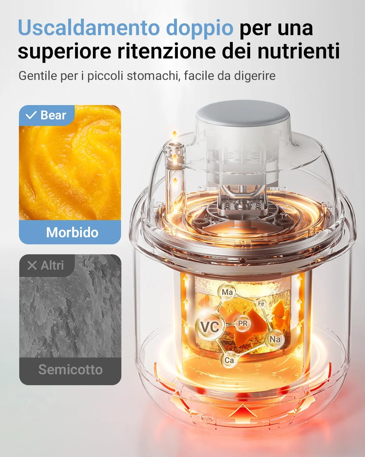 NutriEase AllStage Preparatore di Pappe per Bambini in Acciaio Inossidabile OneStep Baby Food Maker