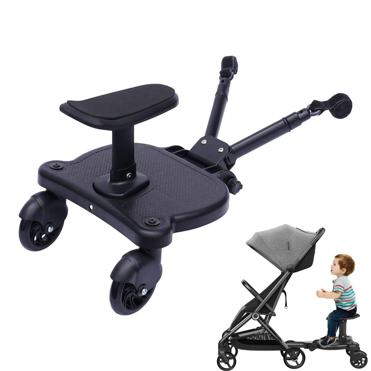Passeggino per tutti i passeggini, passeggino con sedile, 50 kg, universale, 2 in 1, sedile rimovibile, ruote girevoli a 360°, ammortizzanti per 2-6 anni
