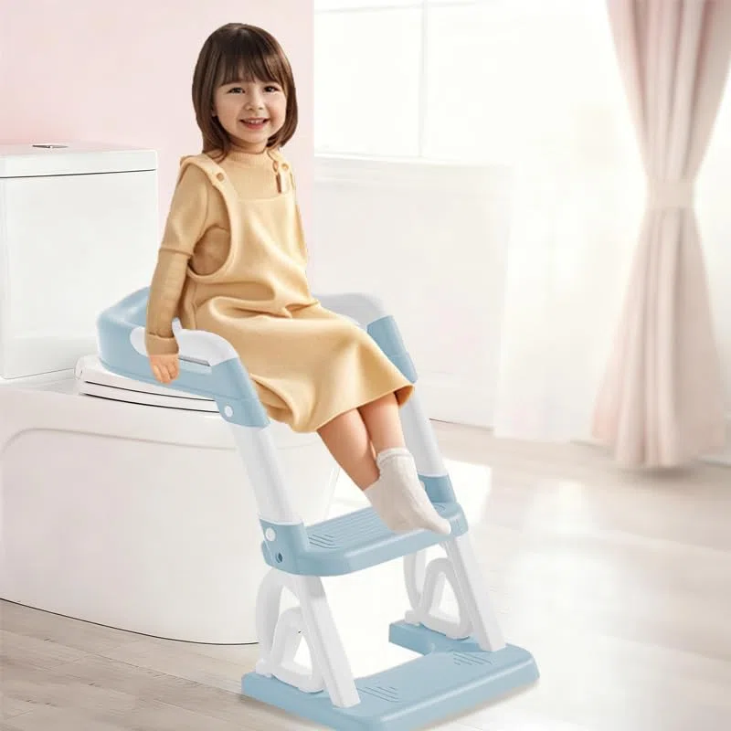 Riduttore WC per bambini, rialzo WC per bambini, per ragazzi e ragazze, adattatore WC per bambini con cuscino, antischizzi e antiscivolo, PVC (blu)