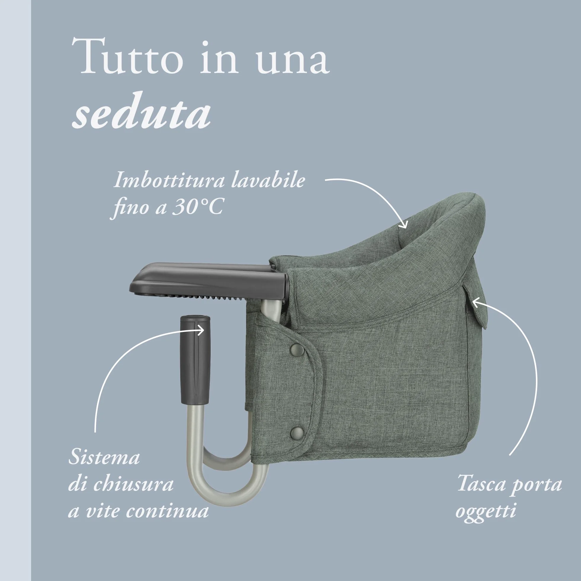 Inglesina Fast Seggiolino da Tavolo Pieghevole Verde Scuro Fino a 15 kg 35 x 27 x 42 cm