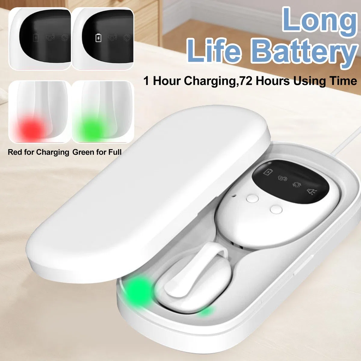 Allarme senza fili per Bagnare il Letto, Ricaricabile USB-C, 3 Modalità, Alta Sensibilità, Suono e Vibrazione, Allarme Enuresi per Bambini, Anziani