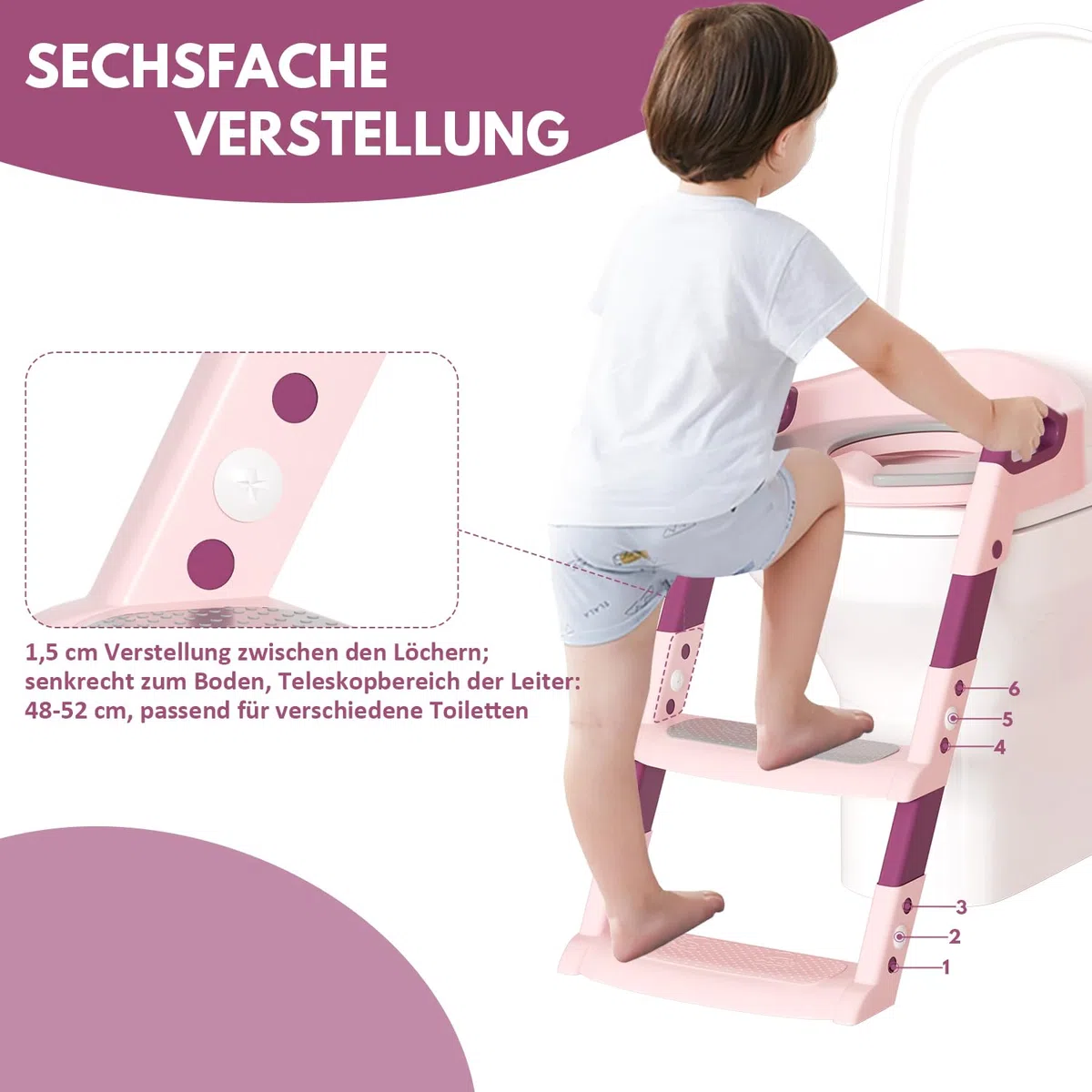 Allenatore per vasino per bambini, Tavoletta Bagno, Seduta Water, pieghevole, regolabile in altezza, con scale antiscivolo e cuscino morbido
