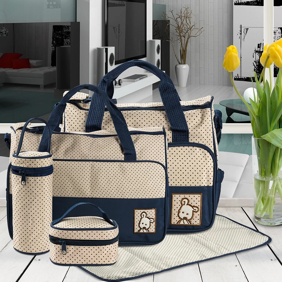 FREESOO Set di 5 zaini per pannolini, borsa da viaggio con molte tasche, tracolla regolabile
