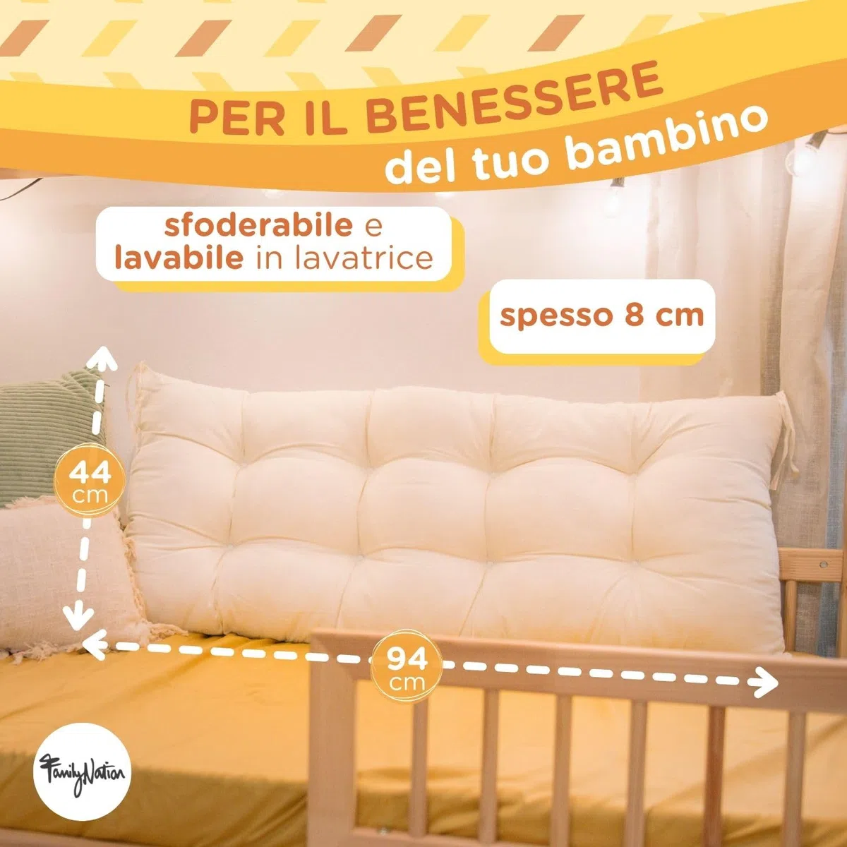 Family Nation, Cuscino per Arco Montessoriano Rainbow da Arrampicata, per Bambini da 6 Mesi di Età, in Lana di Peluche, Lavabile in Lavatrice, 94x44x8 cm