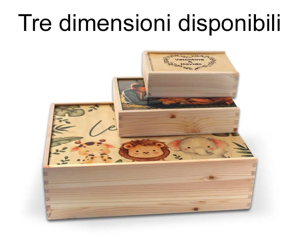 Memory Box Baby Scatola di Legno Personalizzata 36 x 27 x 10 cm Vari Motivi per Nascita e Battesimo Scatola Regalo di Grandi Dimensioni con Coperchio personalizzato (Personalizzata nascita/bambini)
