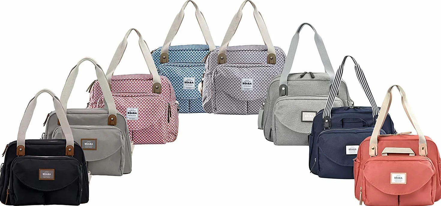 BÉABA Borsa Fasciatoio Genève II Borsone Pannolini Materassini Cambio Neonato Modulabile Taschino Isotermico Pasti Sistema Aggancio Passeggino Blu