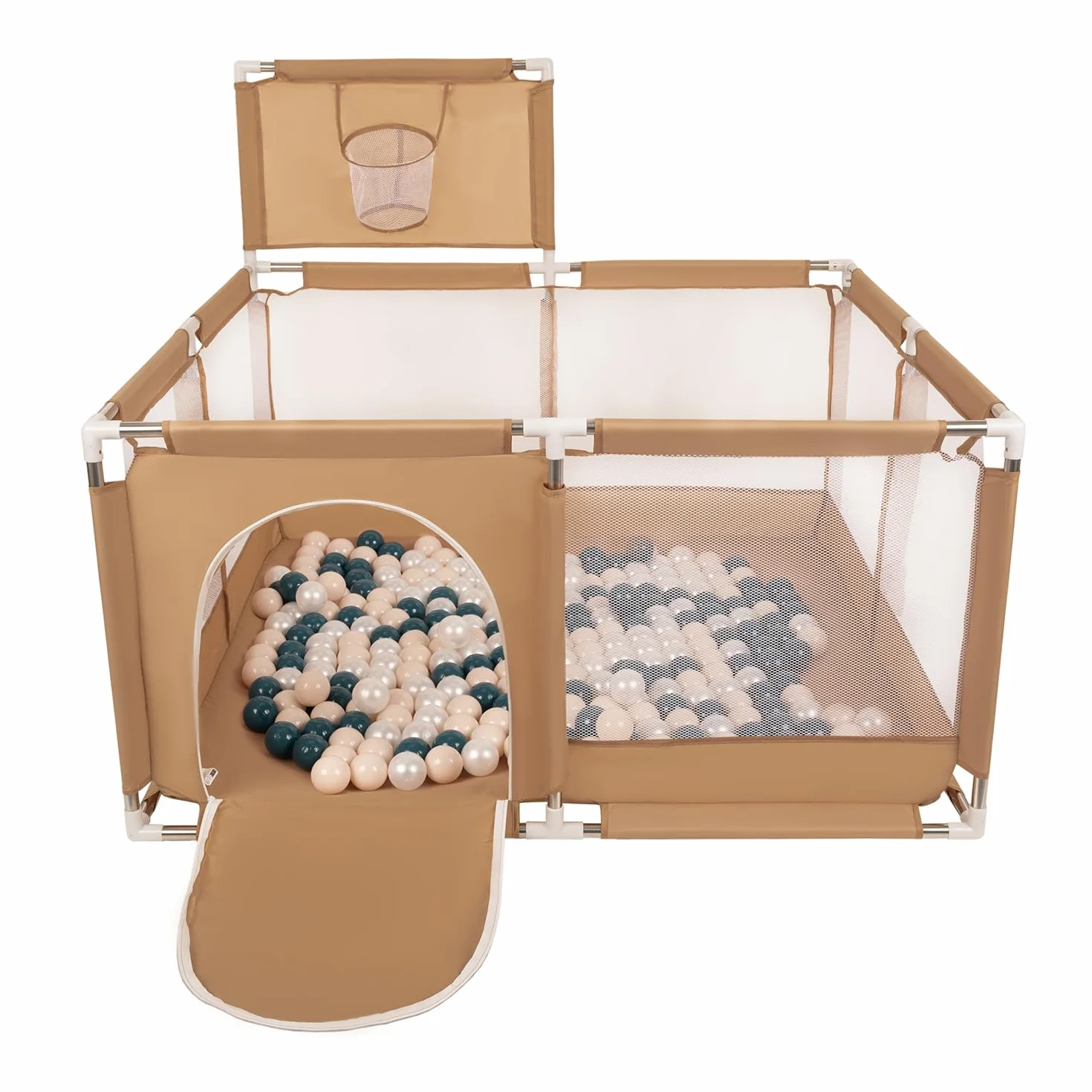 Selonis Recinto Per Bambini Con 200 Palline Colorate 6 Cm, Beige: Turchese Scuro/Beige Pastello/Perla