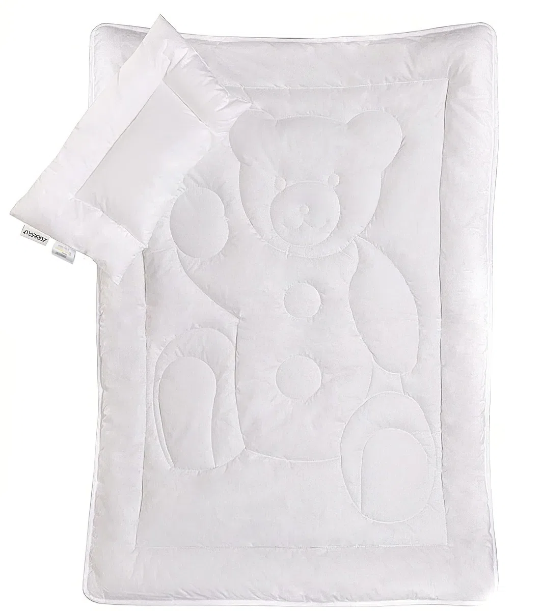 Vizaro - Piumino e Cuscino 300g - 100x135cm - 9,5Tog - 100% Cotone - per Lettino 70x140cm - Inverno - Imbottitura nordica - Anti-allergico - traspirante - Made in EU - OekoTex
