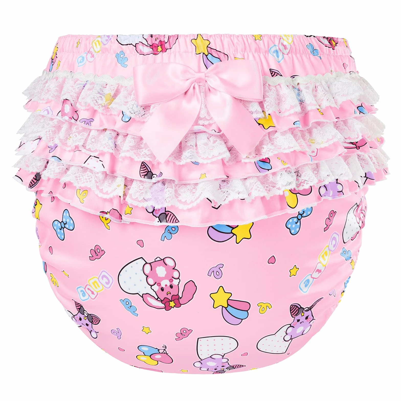 LittleForBig Pannolino Copertura Impermeabile Riutilizzabile Lavabile Fiocco In Pizzo Modello Usagi & Bella Rosa M
