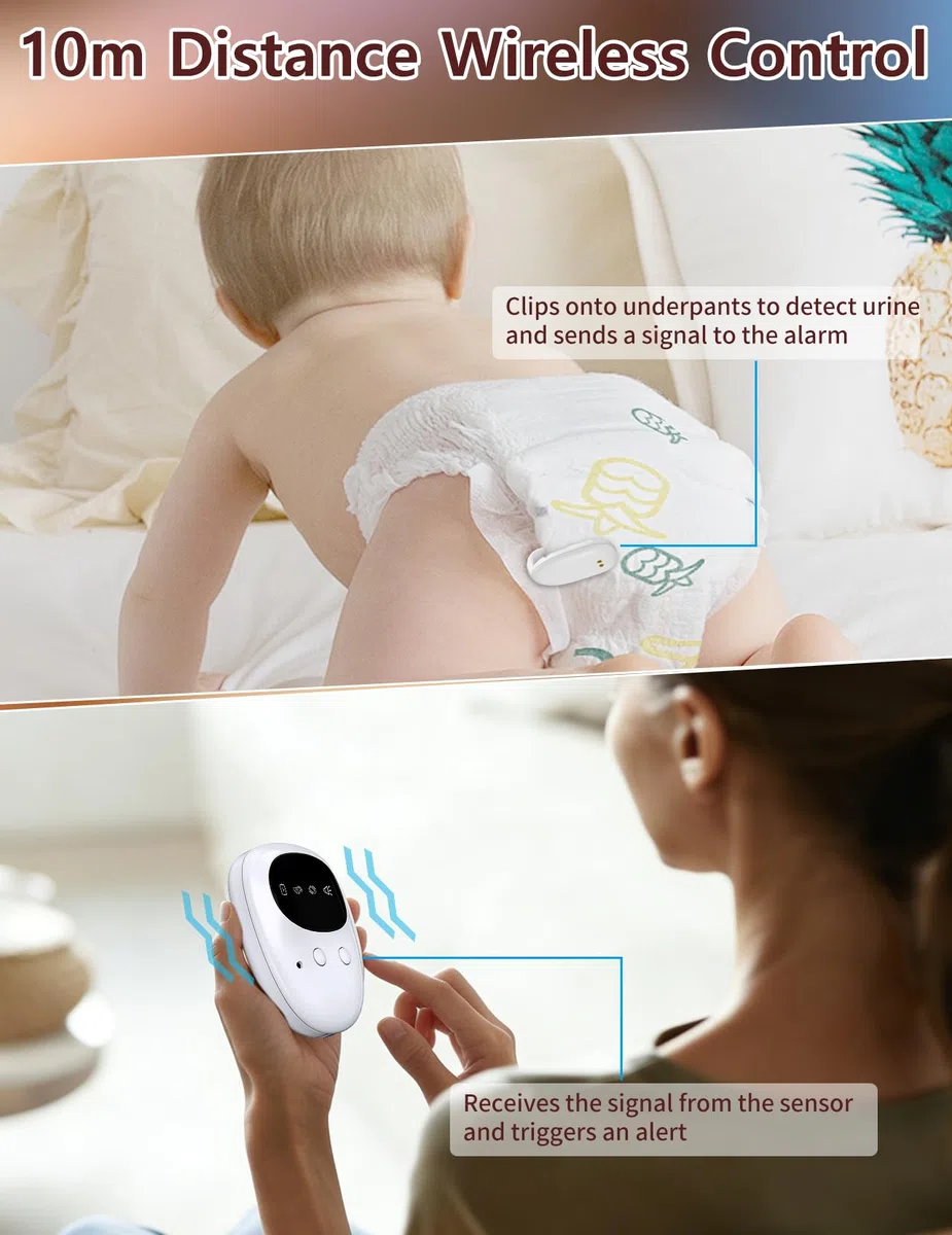 Allarme per Enuresi Notturna Wireless per Ragazzi e Ragazze, Ricaricabile USB-C, 3 Modalità, Design Compatto per l’Addestramento al Vasino Notturno