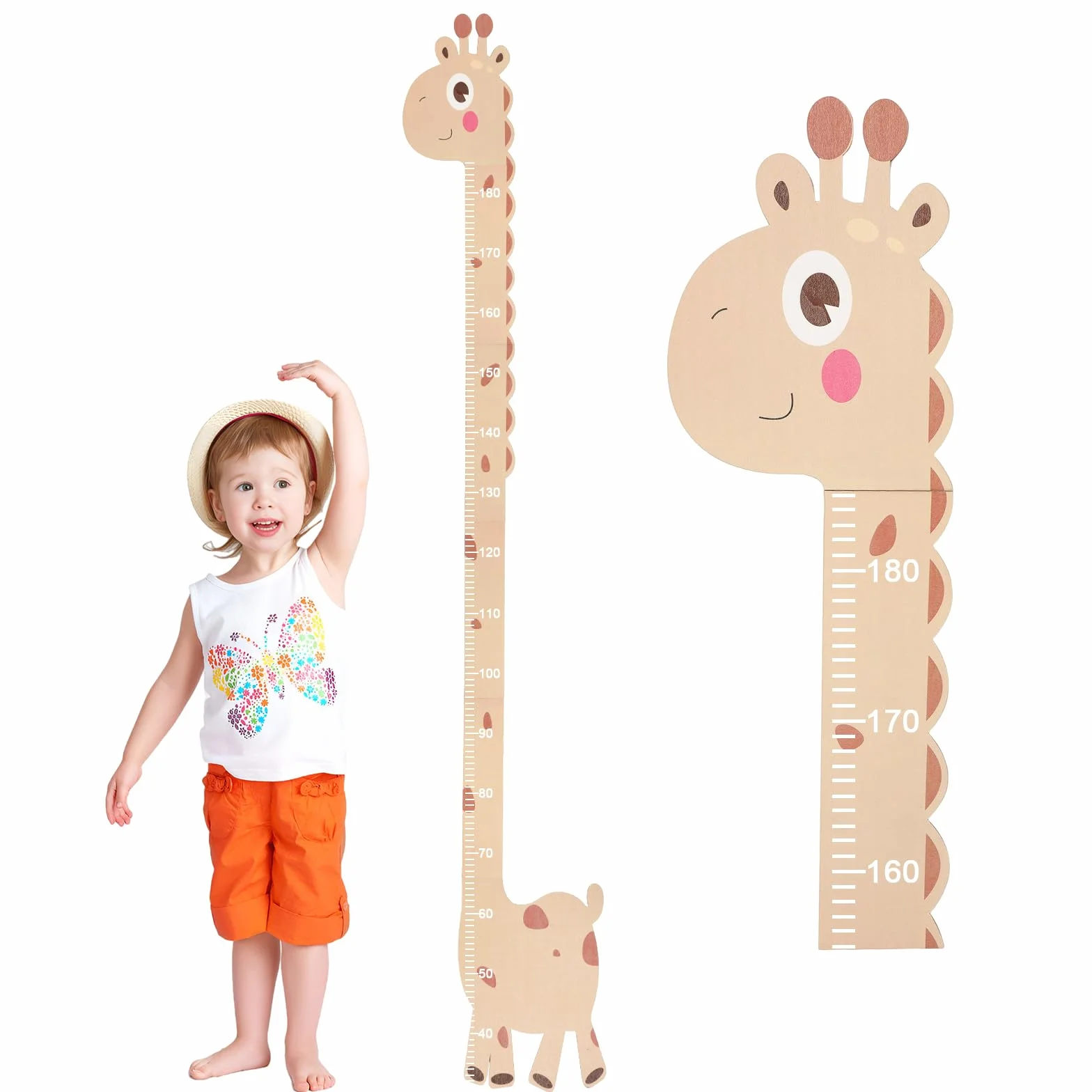 Metro per bambini in legno con motivo animali 50-180 cm listello graduato decorazione parete cameretta