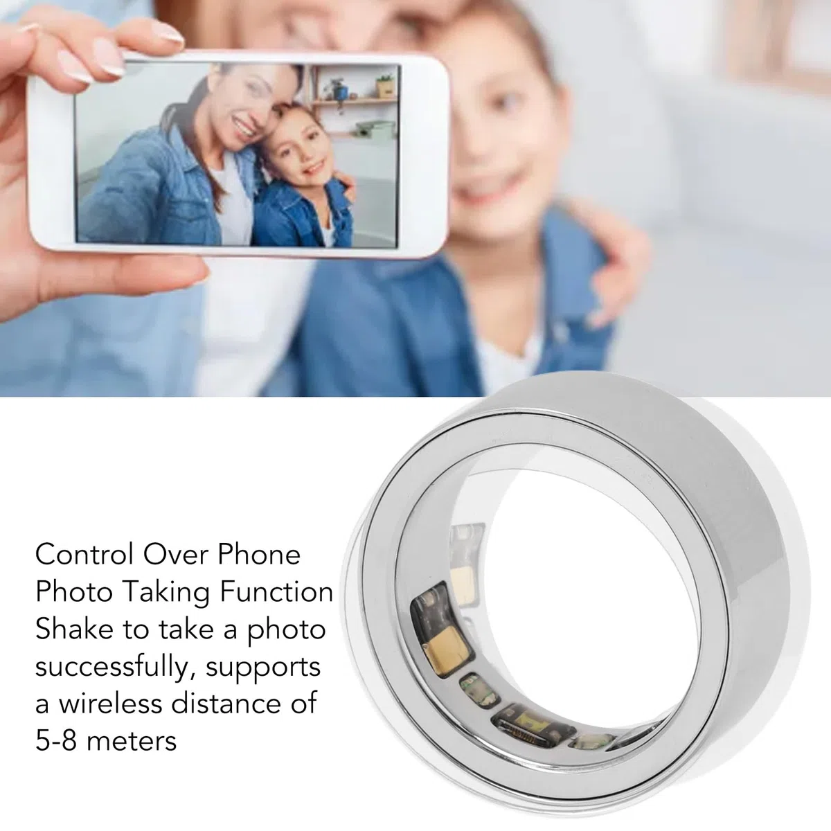 Bewinner Smart Ring Upgrade, monitor intelligente del sonno IPX8, anello sportivo multifunzionale per la salute, elegante e pratico con custodia di ricarica per uso quotidiano, argento 19