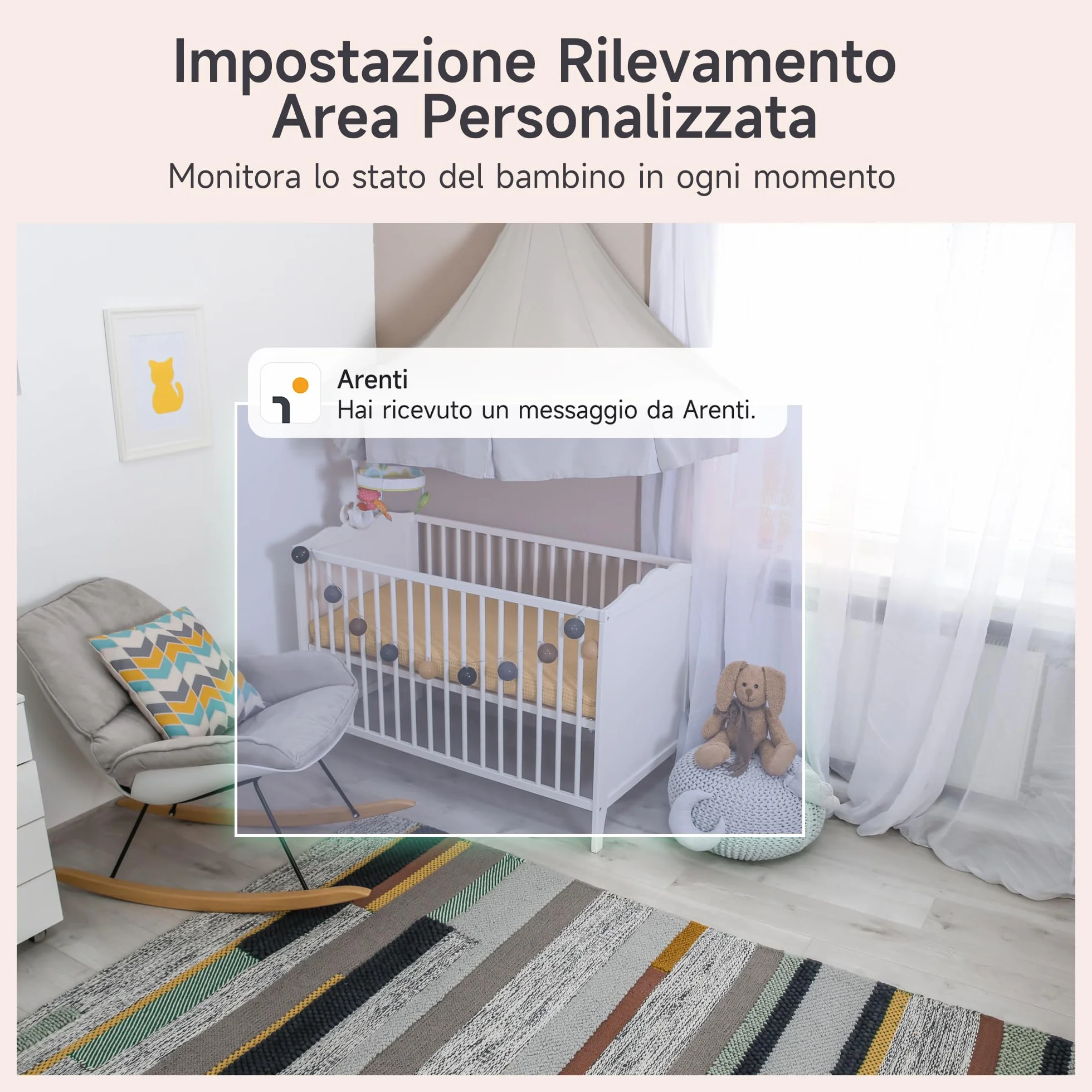 ARENTI Baby Monitor Video e Audio 2K, Telecamera Bambini con Monitor 5'', Rilevamento di Temperatura/Umidità e Suoni/Movimenti, Visione Notturna, Audio Bidirezionale