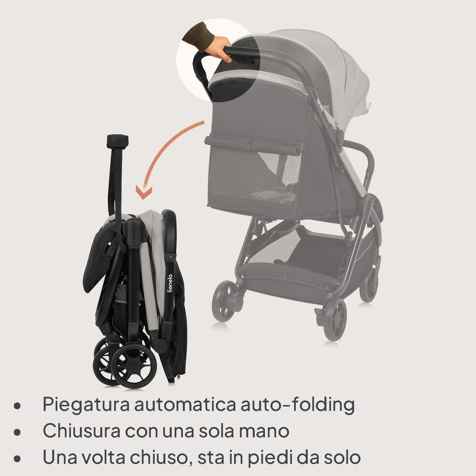 LIONELO Julie Air Passeggino Pieghevole Fino a 22 kg Ruote Girevoli 360° UPF50+