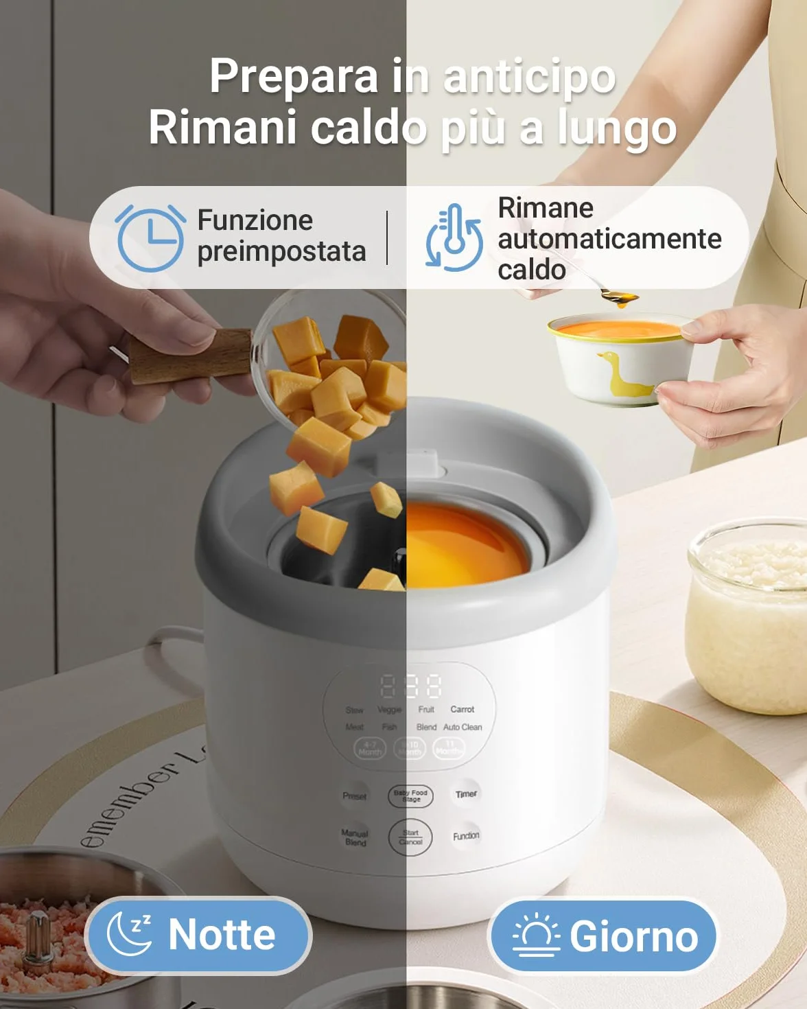 NutriEase AllStage Preparatore di Pappe per Bambini in Acciaio Inossidabile OneStep Baby Food Maker