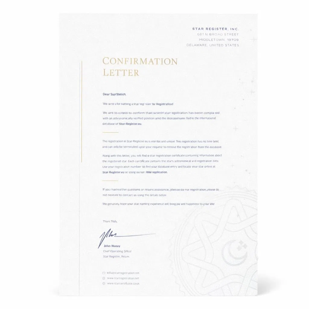 Star Registration Cartella Regalo “Regalare una Stella” – Regalo Personalizzato e Significativo | Regala un Ricordo Eterno per Anniversari, Amore o Memoriali