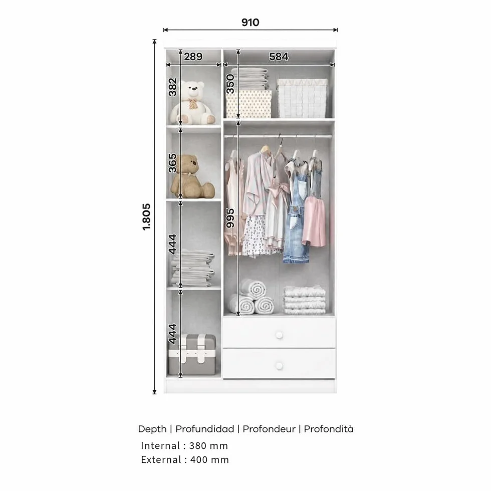 Armadio Cameretta Mint Bianco
