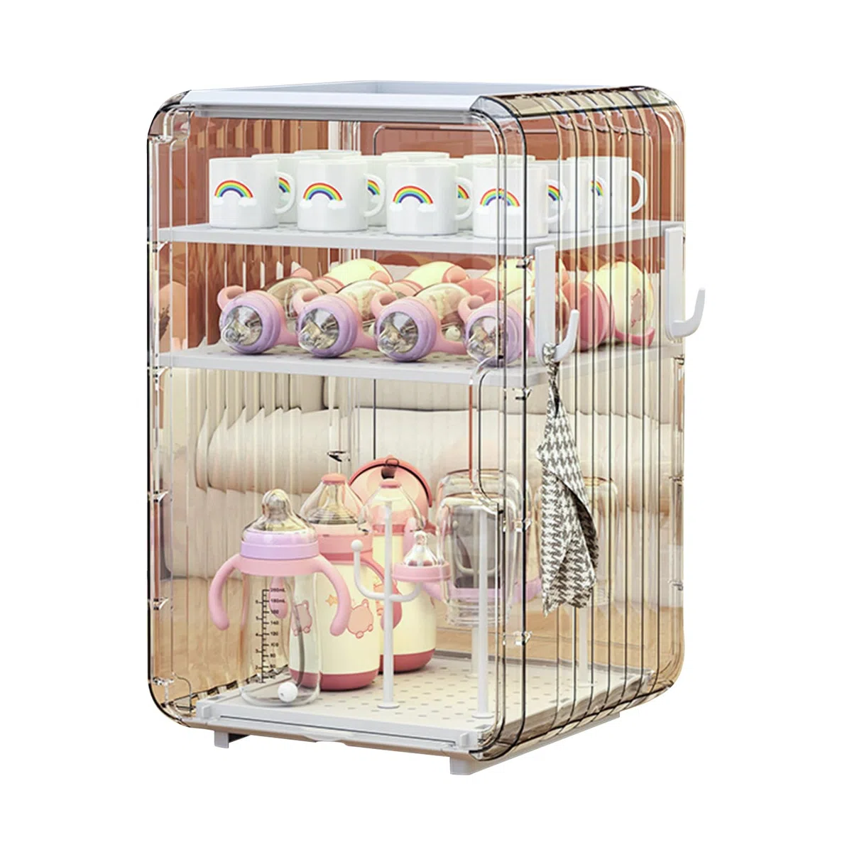 Generico Organizzatore per Biberon | Organizzatore Posate Bambini,Portabiberon con Copertura per Camera del Bambino Cucina Frigo Bagno