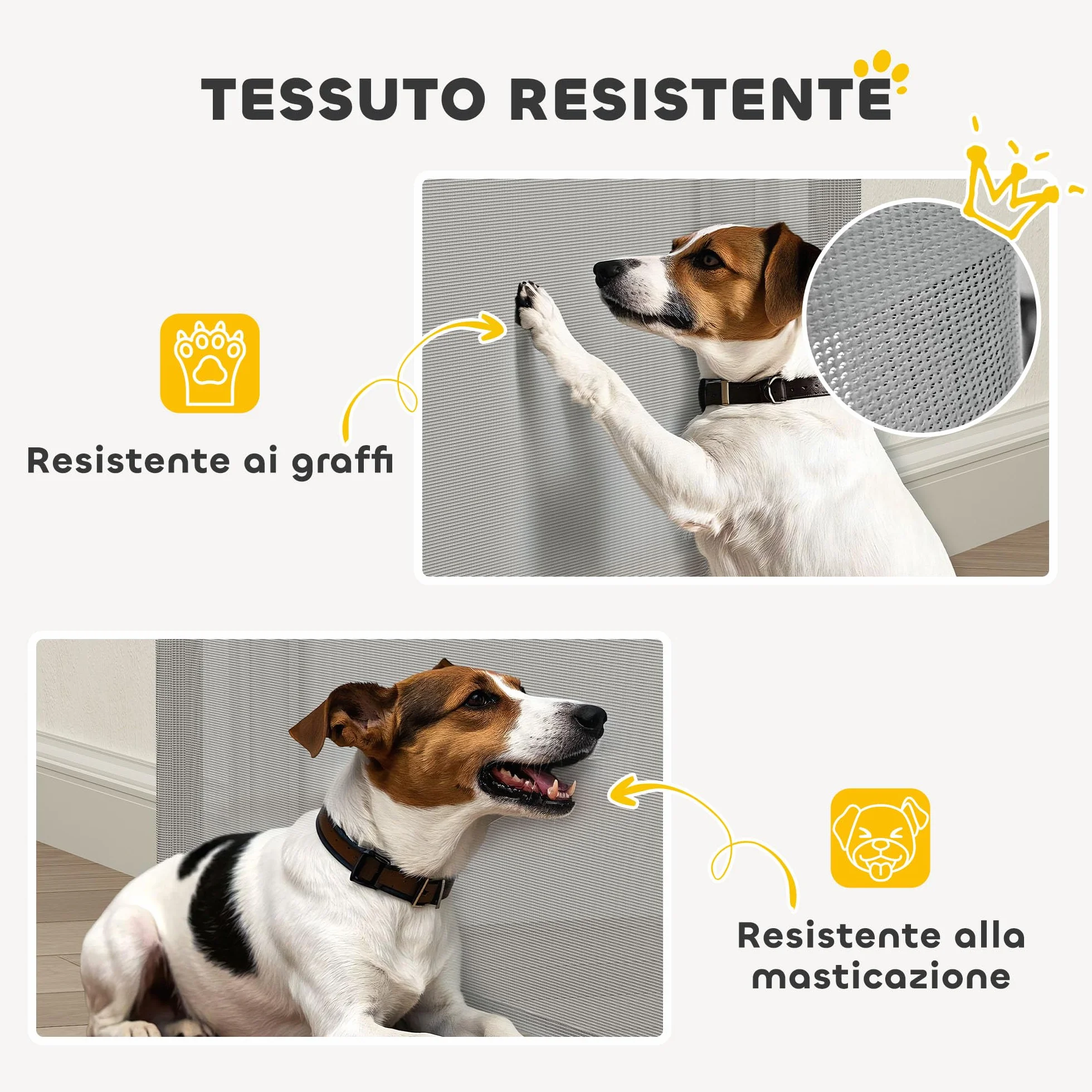PawHut Cancellino per Cani Estensibile fino a 115 cm con Viti e Gancio, Cancelletto di Sicurezza in Poliestere e Acciaio, 115x82.5 cm, Bianco e Grigio
