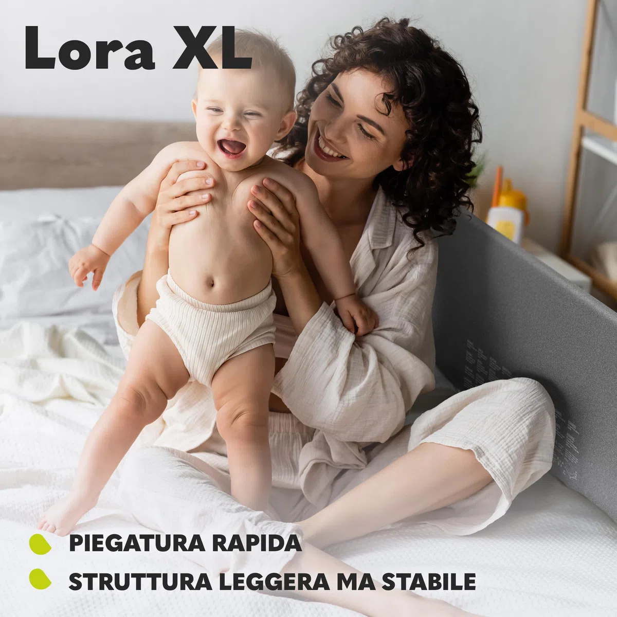 lionelo Lora Sponda Letto Portatile e pieghevole per Bambini Altezza 45cm Lunghezza 150cm Regolazione inclinazione fino a 180° Barriera letto con meccanismo di bloccaggio StandSafe impedisce la caduta