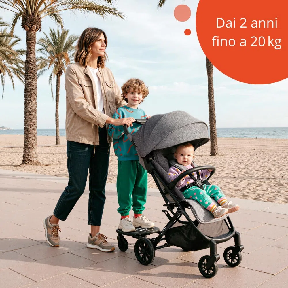 Nurse Piattaforma Monopattino per Passeggino e Seggiolino, Universale fino a 20 kg, Antiscivolo, Installazione Facile senza Attrezzi