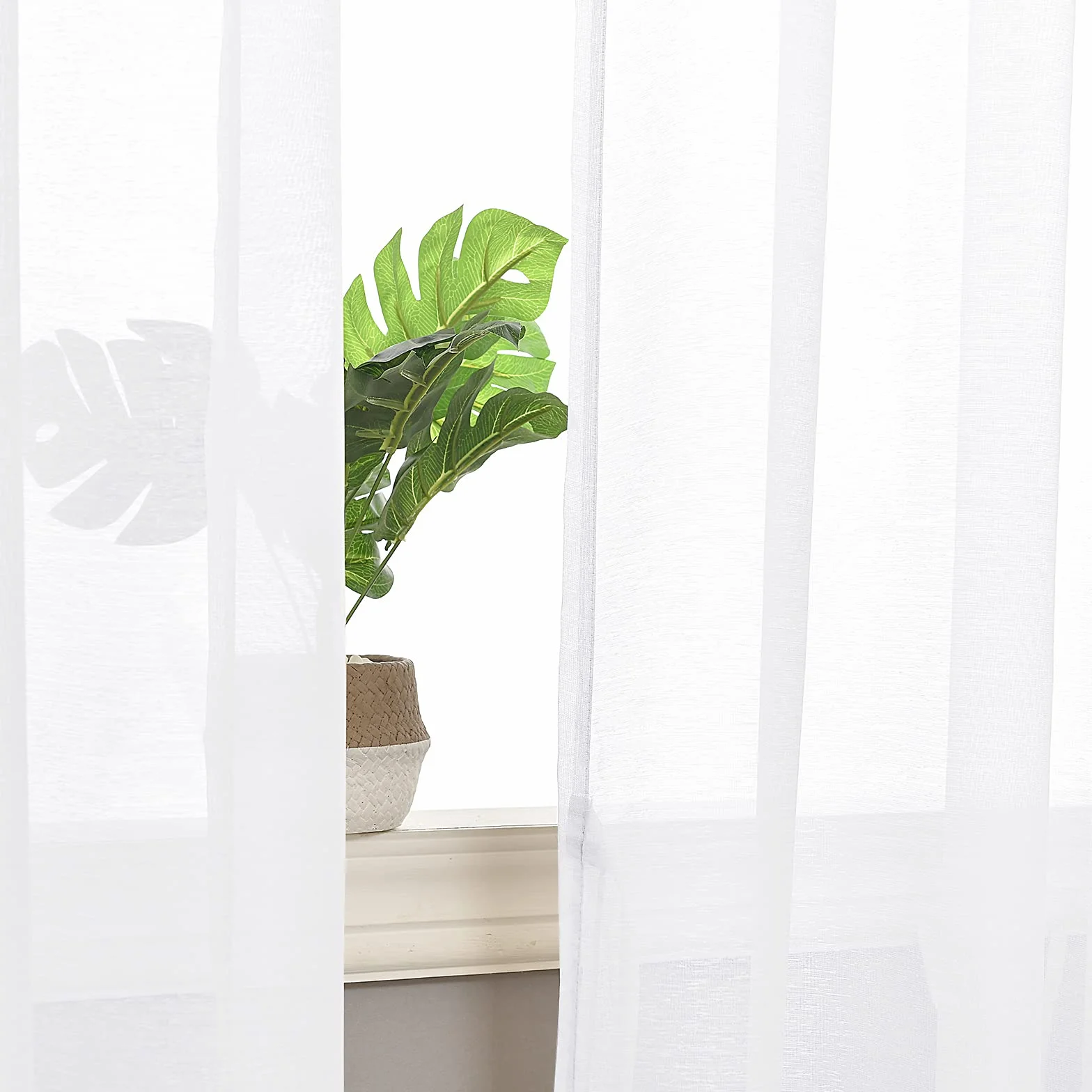 DWCN Tende per Interni in Voile 132x210 CM Bianco 2 Pannelli