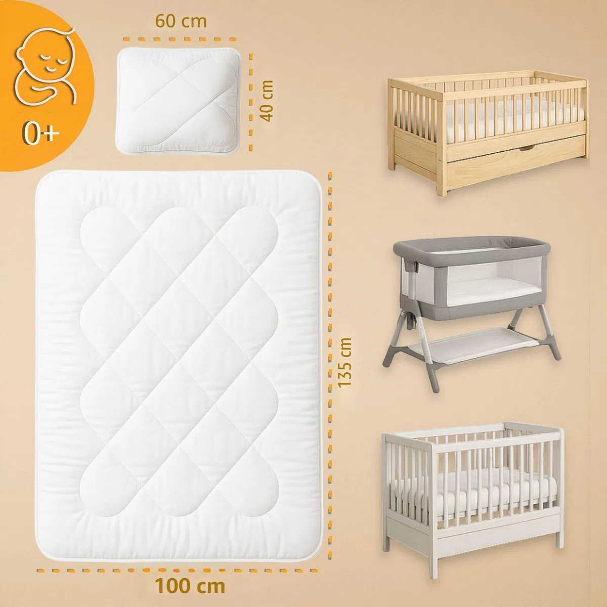 Totsy Baby Piumone culla e lettino 100x135 cm - Trapunta in microfibra morbida e traspirante Ideale per neonati e bambini Adatto per lettino con sbarre e culla certificazione Oeko-Tex 100 x 135