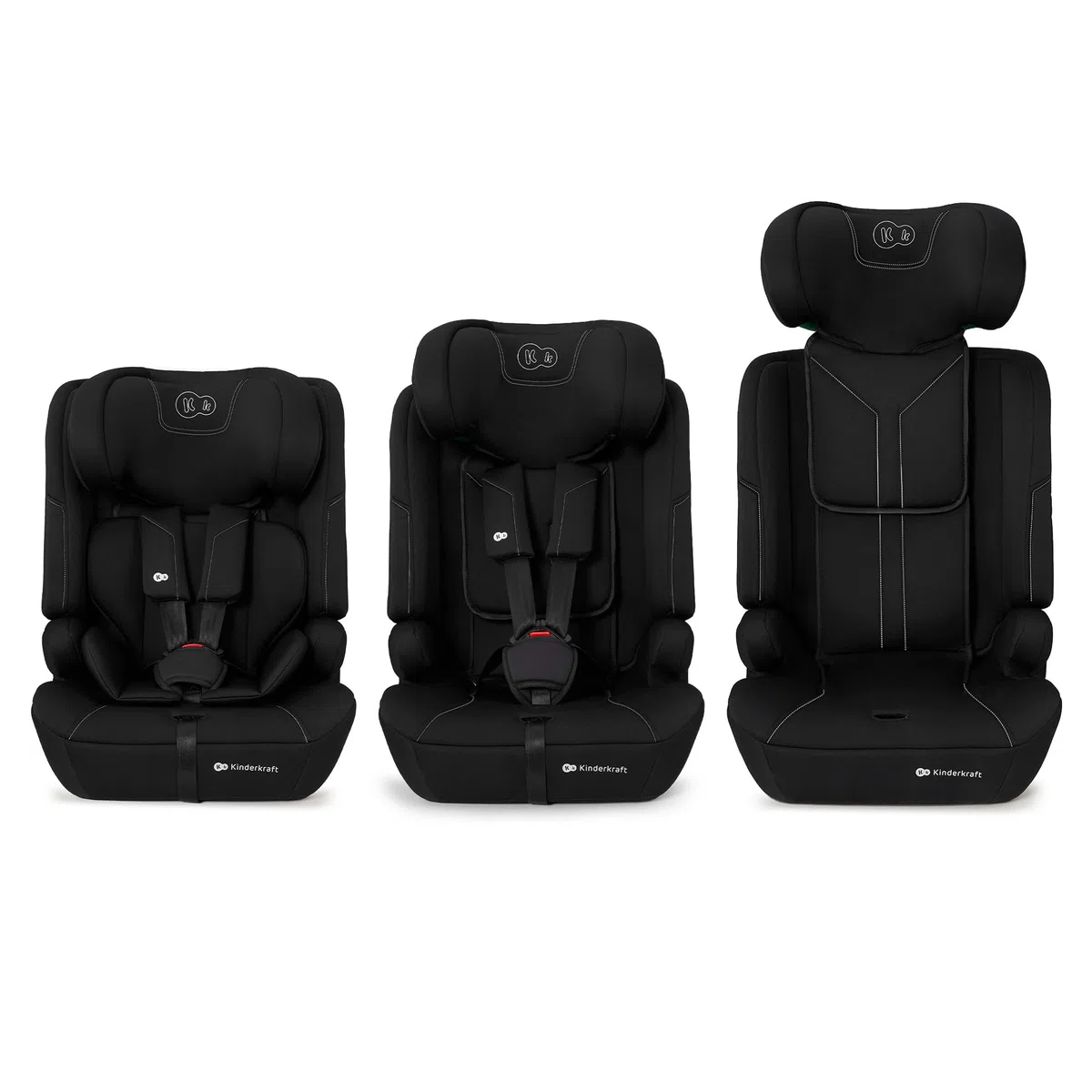 Kinderkraft SAFETY FIX 3 PRO I-SIZE 76-150 cm Seggiolino Auto 9-36 kg isofix, Alzatina auto bimbi, Poggiatesta regolazione, Cinture di sicurezza, extra TOP TETHER, Facile da pulire, Nero