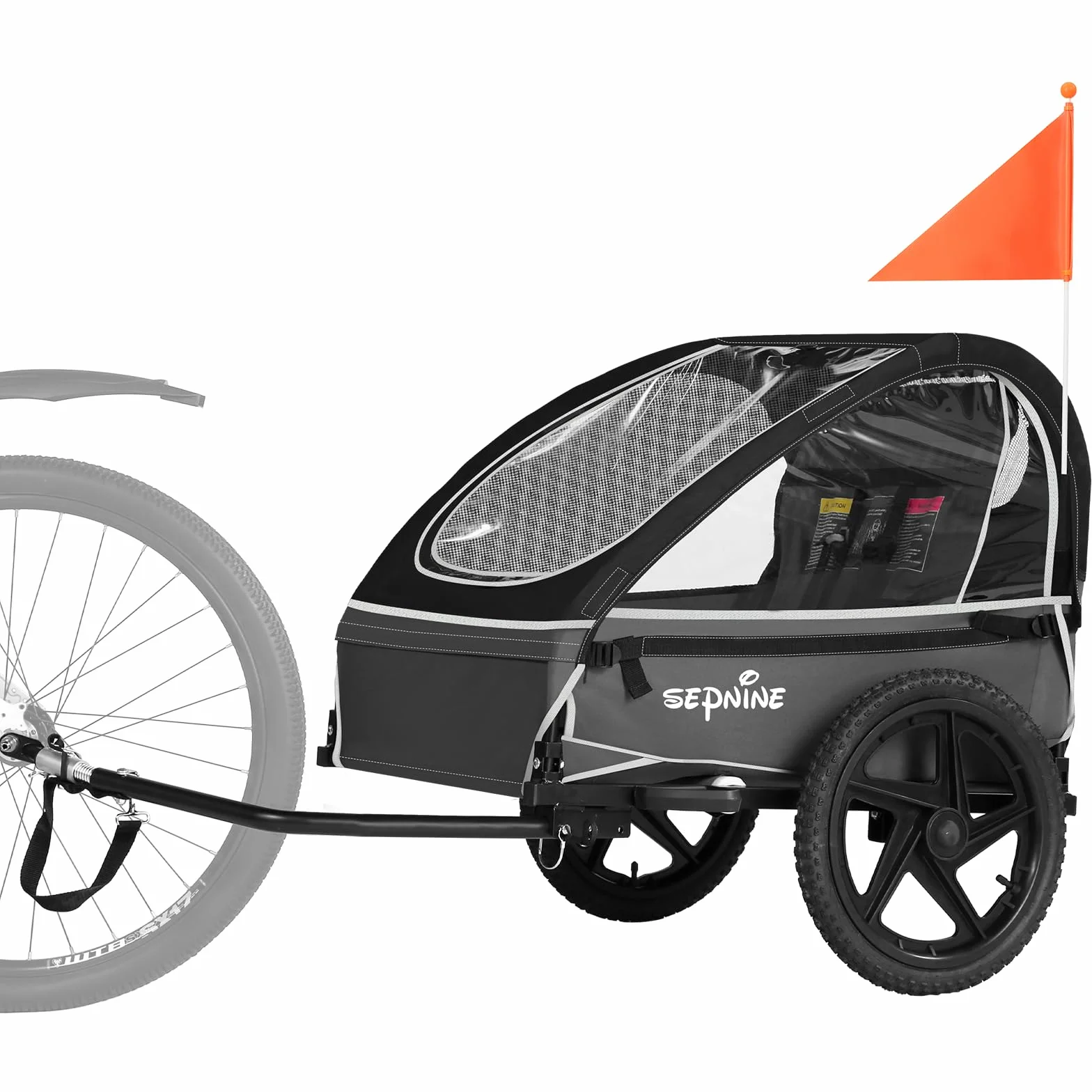 Rimorchio per bici per bambini 1-2 bambini pieghevole attacco rapido imbracatura 5 punti