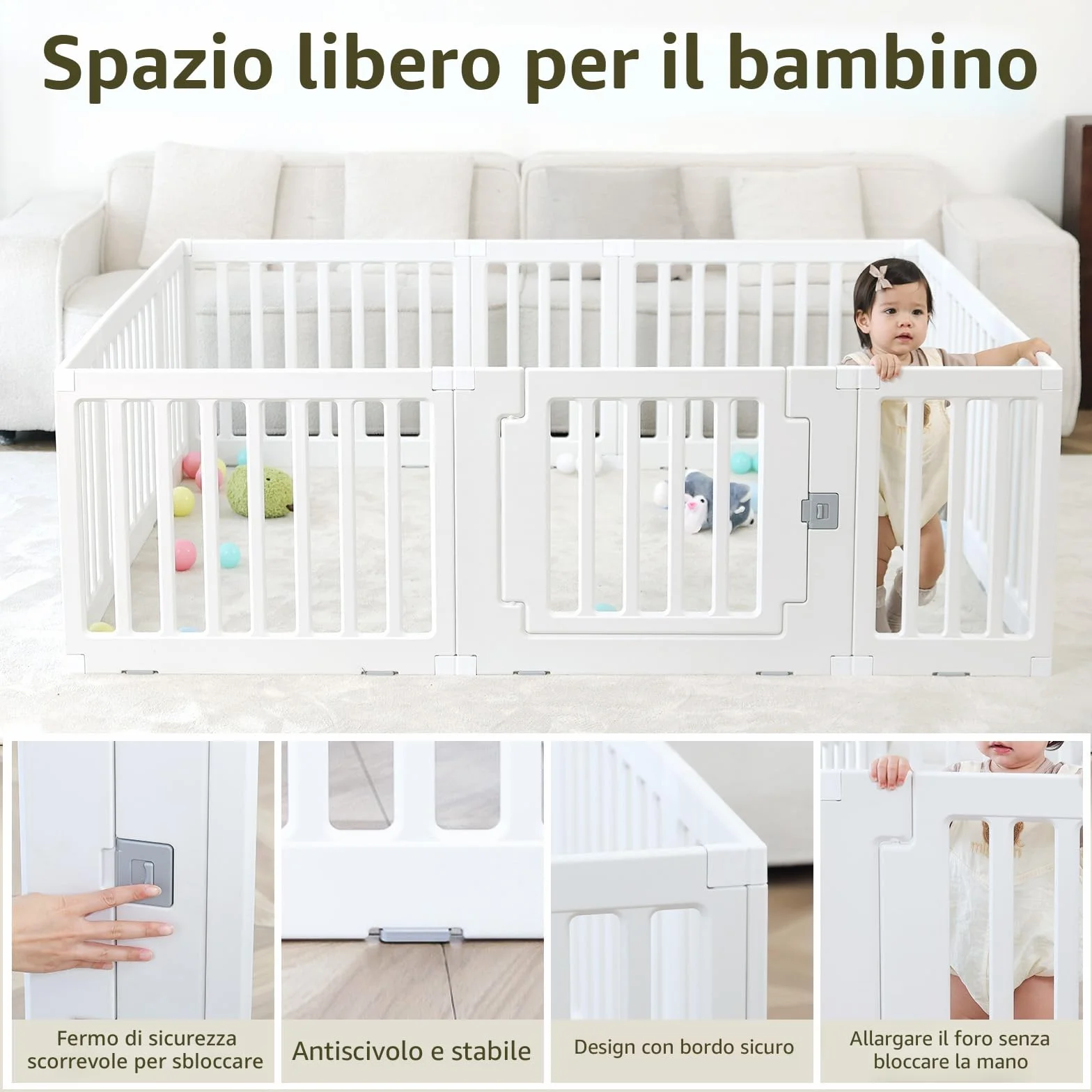 Box per Bambini Pieghevole Recinto Sicurezza Barriera Giochi Protezione 150 x 180 cm
