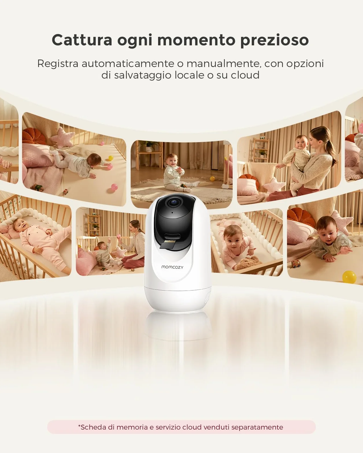 Momcozy Baby Monitor 1080P 5" WiFi Telecamera Neonato 5000mAh Batteria Zoom 4X Visione Notturna