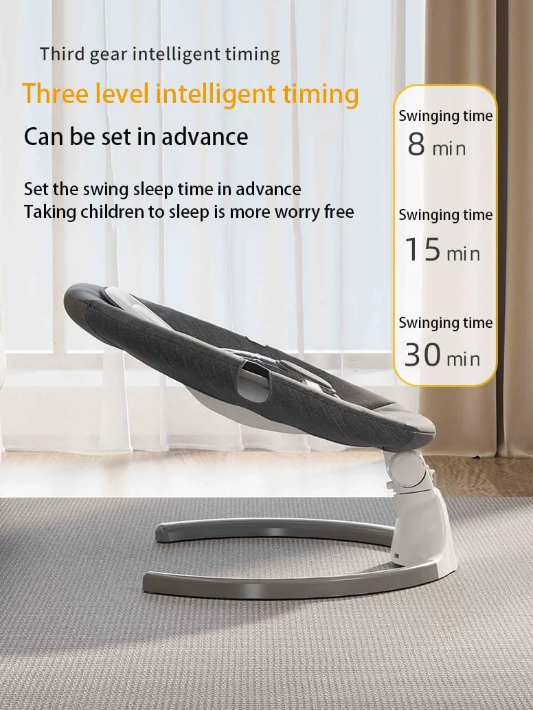 GLOKID Sdraietta Neonati Elettrica，Elettrica Altalena，2in1 Sdraietta dondolo per neonato da 0 fino a 15kg，Cintura di sicurezza a 5 punti，Elettrico per Neonati con telecomando e Bluetooth (YLYGREY)