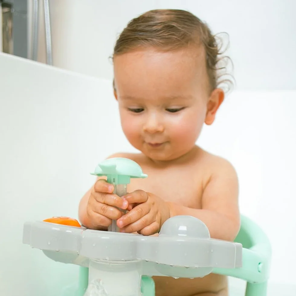 Interbaby Seggiolino da Bagno Bambino Antiscivolo con Ventose | Seggiolino Vasca e Doccia Sicuro ed Ergonomico | Sedia Bagnetto Neonato 6-24 Mesi | Seggiolino Bagno Stabile e Confortevole (Verde)