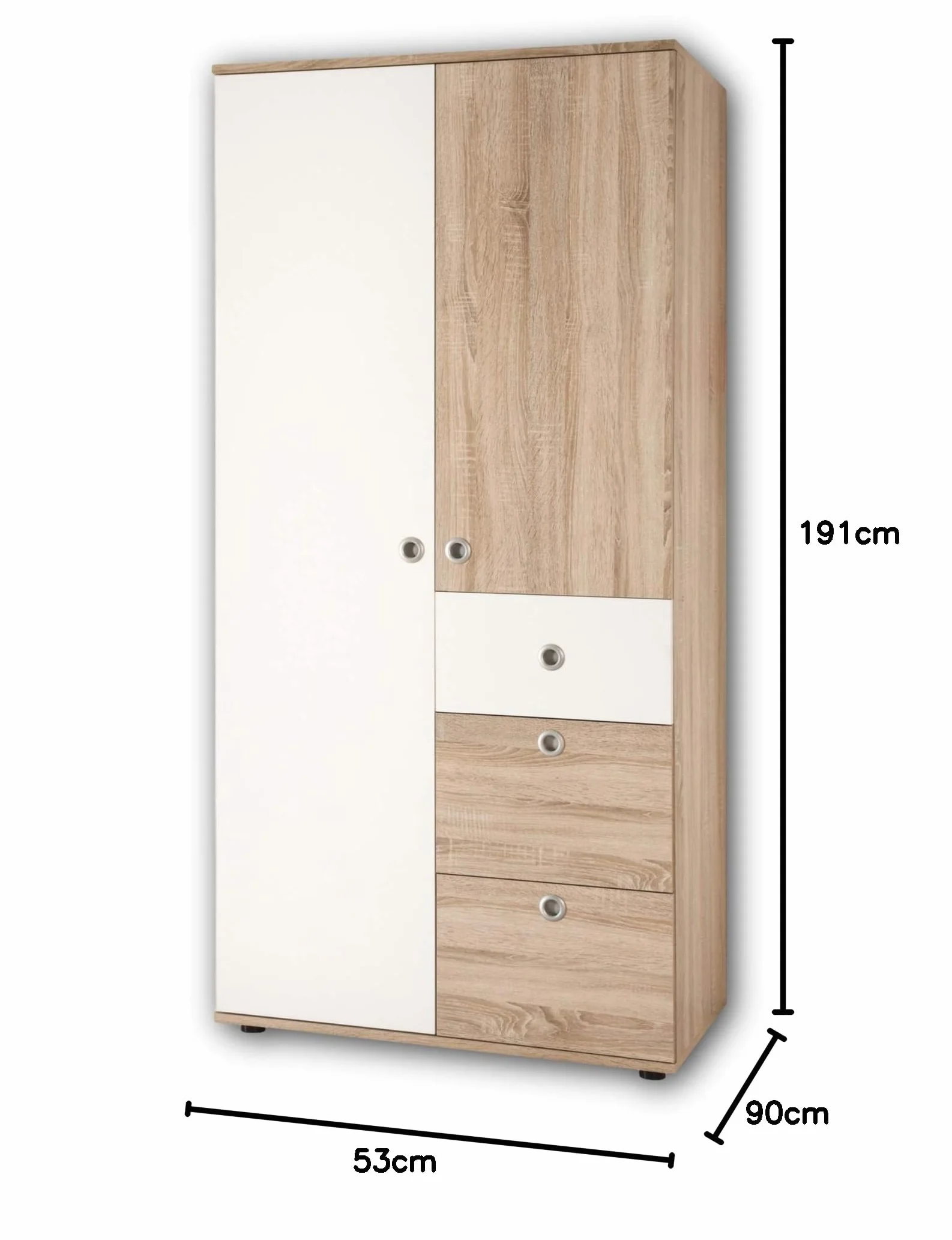 Elegante armadio per bambini a 2 ante simil rovere Sonoma 90 x 191 x 53 cm