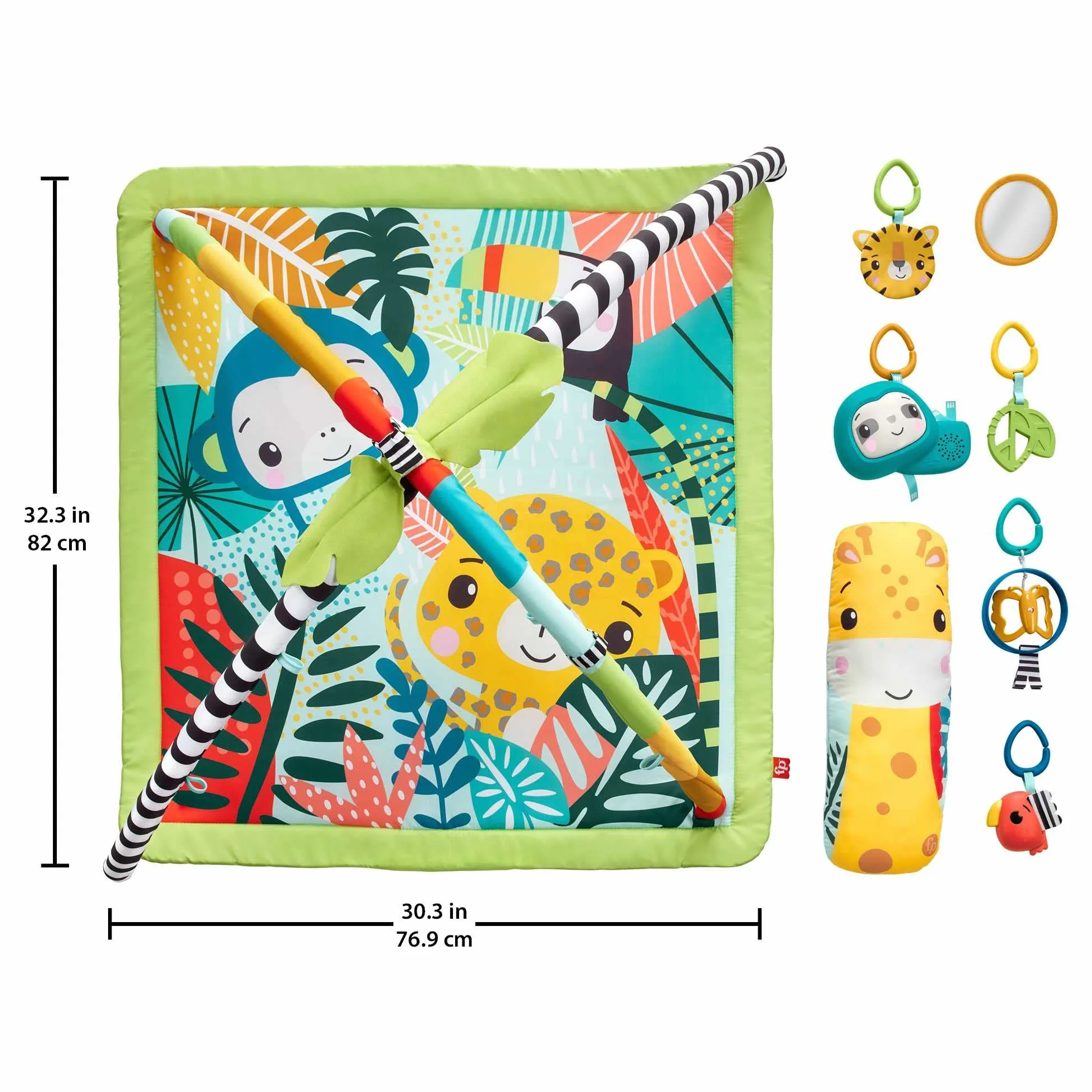 Fisher-Price - Palestrina Sensoriale Cuccioli della Natura 3-in-1, Tappetino per Giocare dalla Nascita Fino ai Primi Passi con 5 Giochi sensoriali, luci, Suoni, Giocattolo per Neonati, HJW08