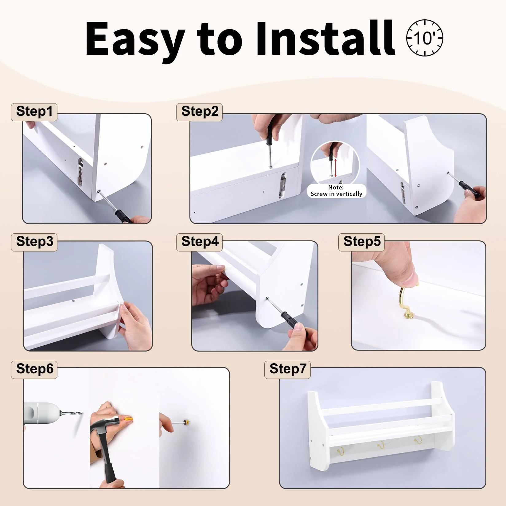 Set di 2 mensole galleggianti per bambini 40 x 20 x 10 cm bianco organizer da parete