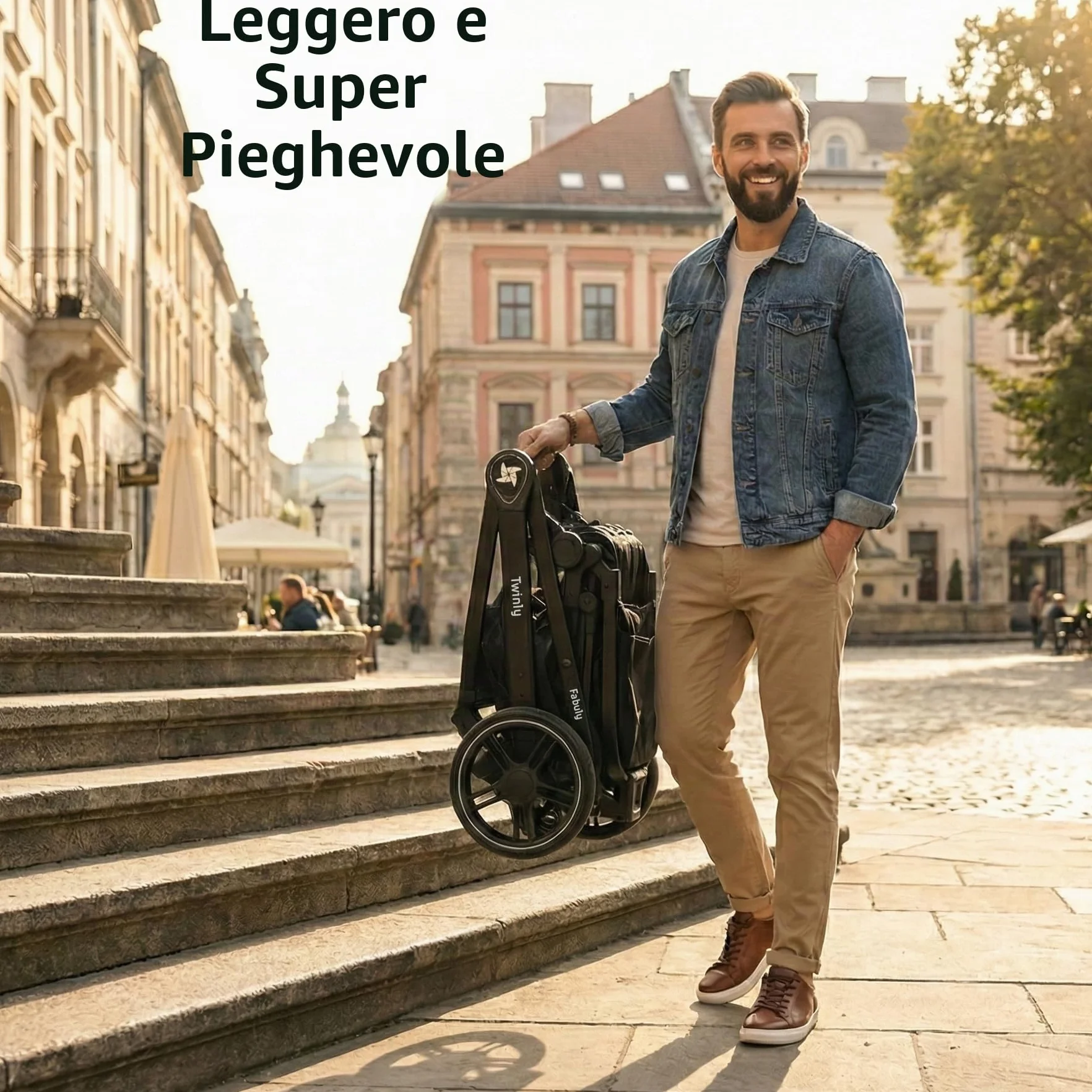 Passeggino Trio 3 in 1 Sistema Modulare Carrozzina Neonati Ovetto Auto Verde 25 kg