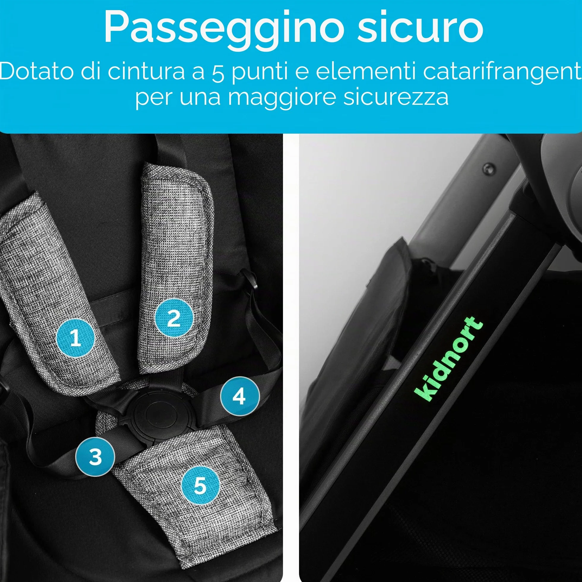 Passeggino regolabile 22 kg grigio