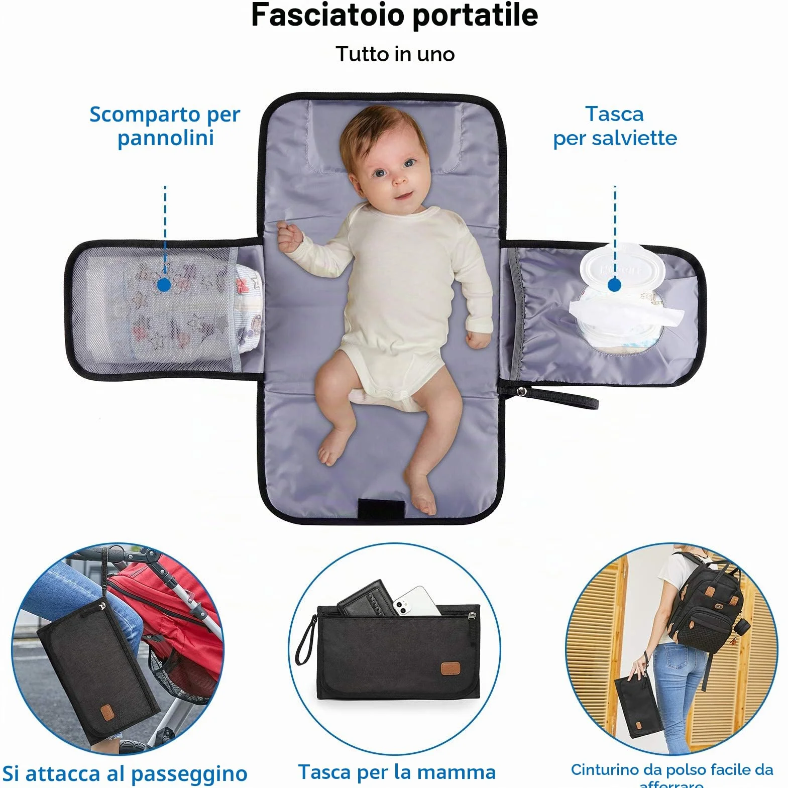Borsa fasciatoio grande multifunzione Zaini bebè