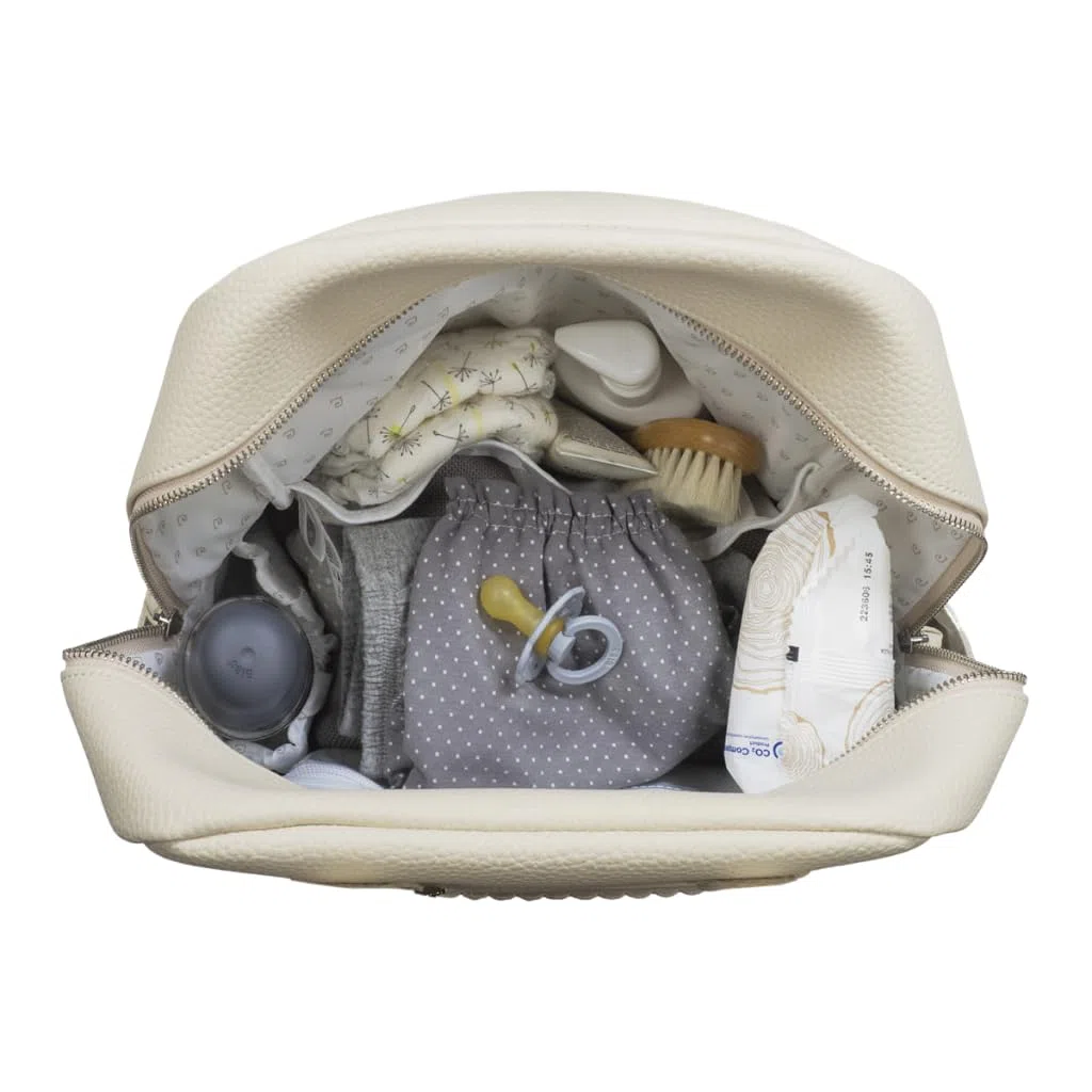 Zaino con fasciatoio passeggino nascita Modello ICON in simil pelle lavabile in lavatrice a 30° in varie colorazioni. Borsa fasciatoio nascita per passeggino (Crema)