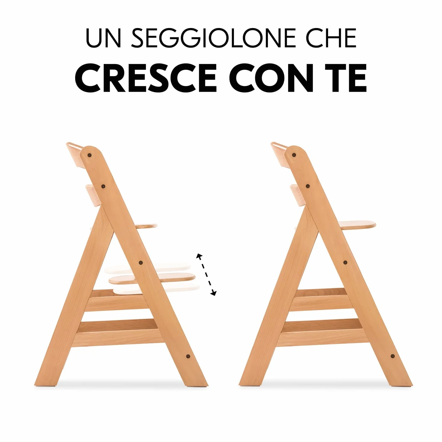 Hauck Seggiolone Pappa Alpha+ Legno FSC® Naturale - Sedia Evolutiva 6 mesi-90 kg con Barra Frontale e Cintura 5 Punti
