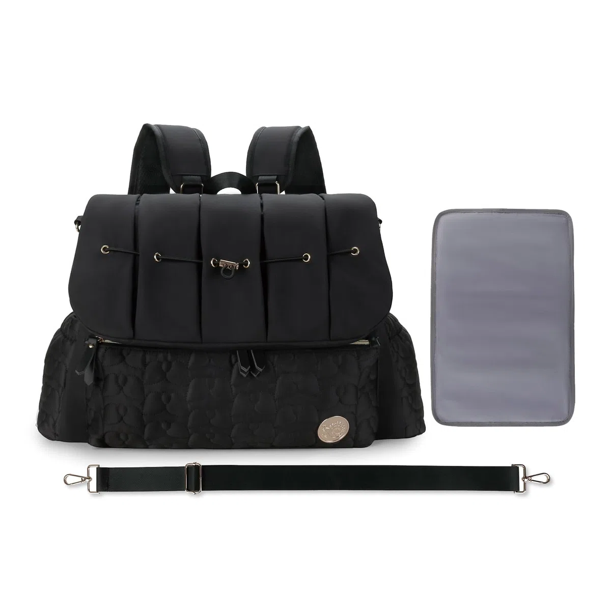 SONARIN Elegante Impermeabile Zaino Fasciatoio,Multifunzionale Grande Capacità Borsa per Pannolini Zaino Mamma Neonato Borsa Fasciatoio da Viaggio con Fasciatoio & Spalline Singola(Nero)