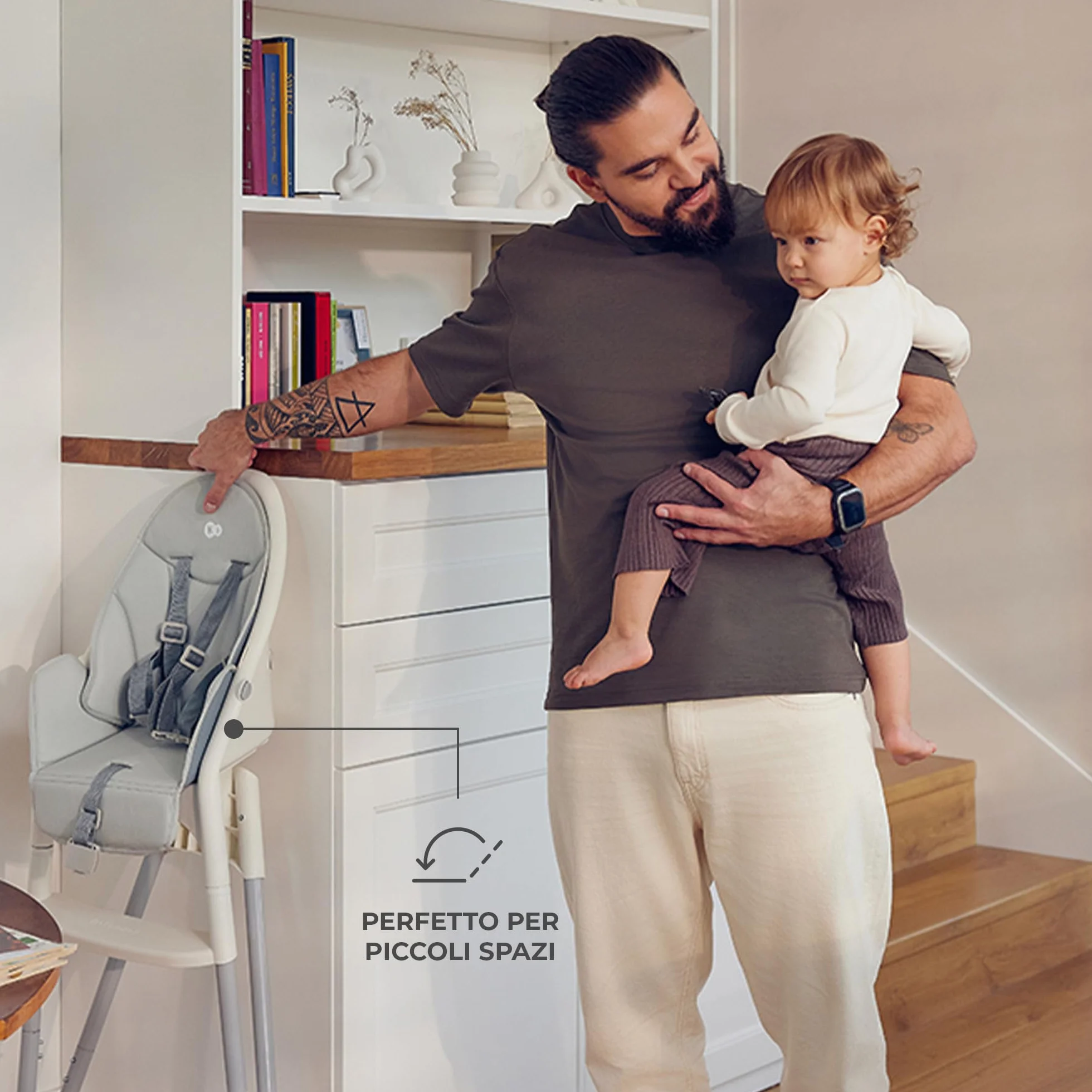 Kinderkraft DINNLY Seggiolone Pappa Rialzo da Sedia Vassoio Regolabile per Bambini 6 Mesi-5 Anni Grigio chiaro