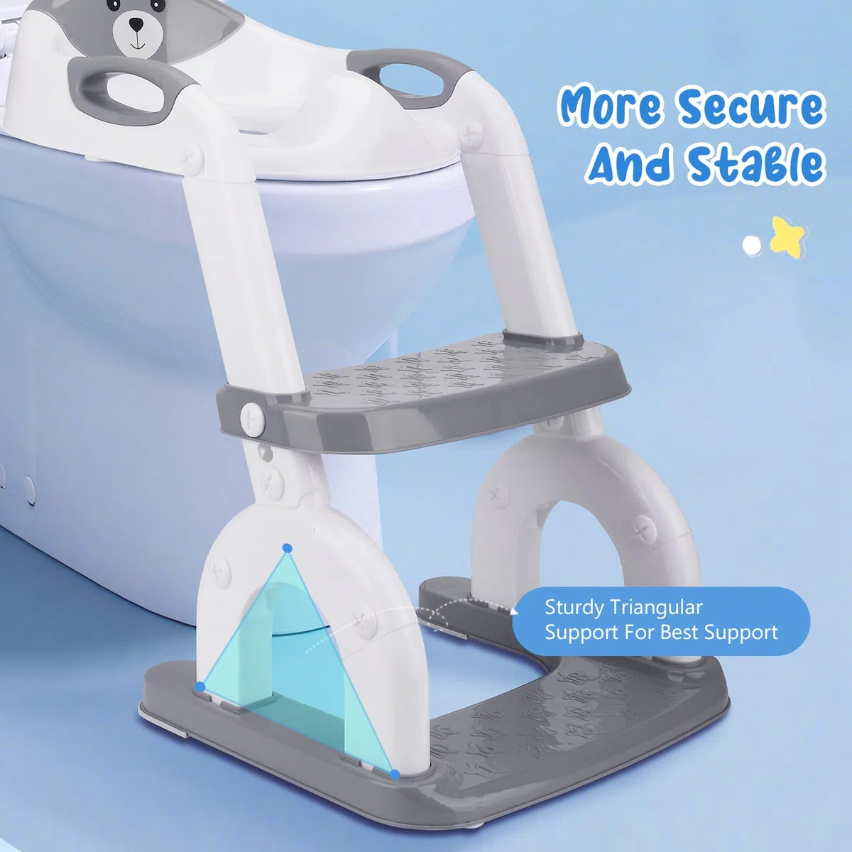 Sedile WC per bambini con scale, sedile WC regolabile in altezza, sedile WC pieghevole per bambini, vasino antiscivolo con gradini, comodo allenatore WC a partire dai 2 anni in su