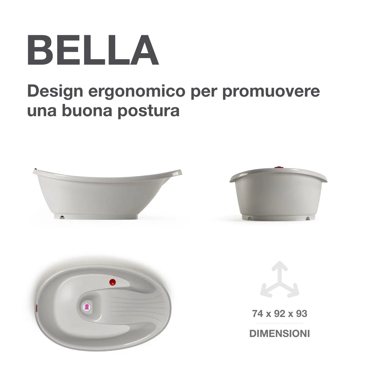 OKBABY Kit Vaschetta Bella e Cavalletto di Supporto - per il Bagnetto del Neonato 0-12 Mesi - Vaschetta Grigia