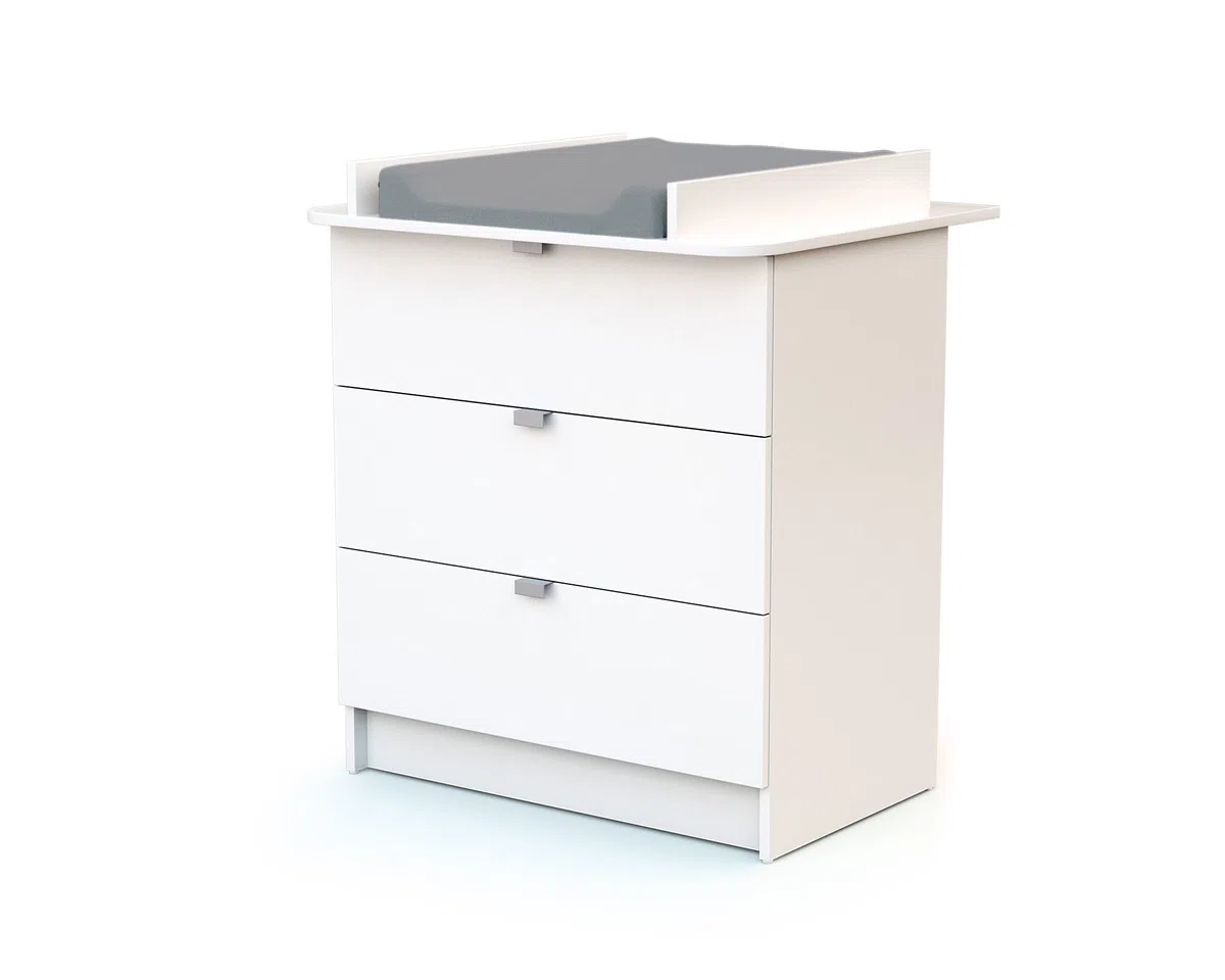 Webaby - Cassettiera fasciatoio 3 cassetti legno - Bianco -79 x 65,5 x 92 cm